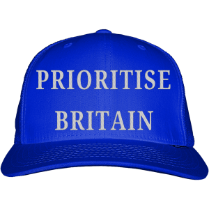 Prioritise Britain Snapback Trucker Cap - White on Blue