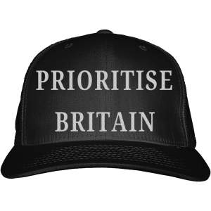 Prioritise Britain Snapback Trucker Cap - White on Black