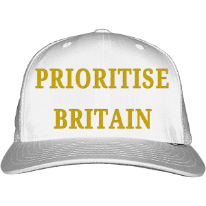 Prioritise Britain Snapback Trucker Cap - Gold on White